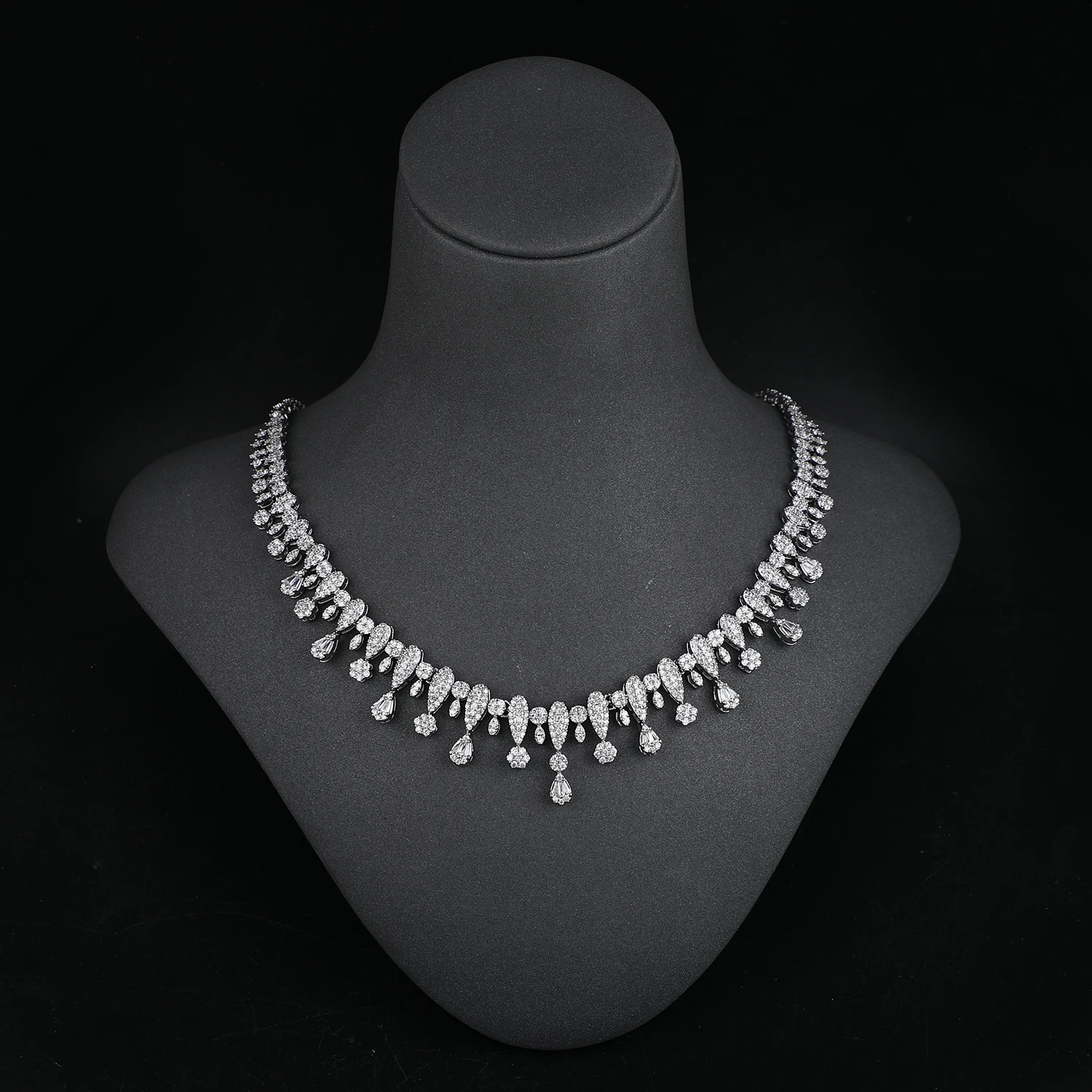 Factory wholesale Luxury Cubic Zircon 4pcs high quality hot sale Indian Dubai bridal wedding jewelry necklace set