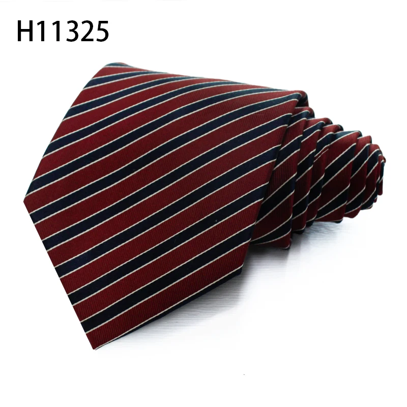 Red Stripe Mens Wedding Cheap Polyester Skinny Mens Neckties Business Woven Jacquard Ties
