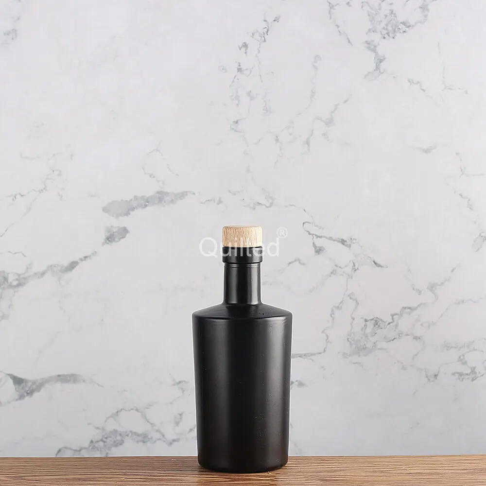 100ml Empty Wine Liquor Spirit Vodka Gin Rum Storage Bottle Juice Whiskey Black Clear Glass Bottles With Wood Cork