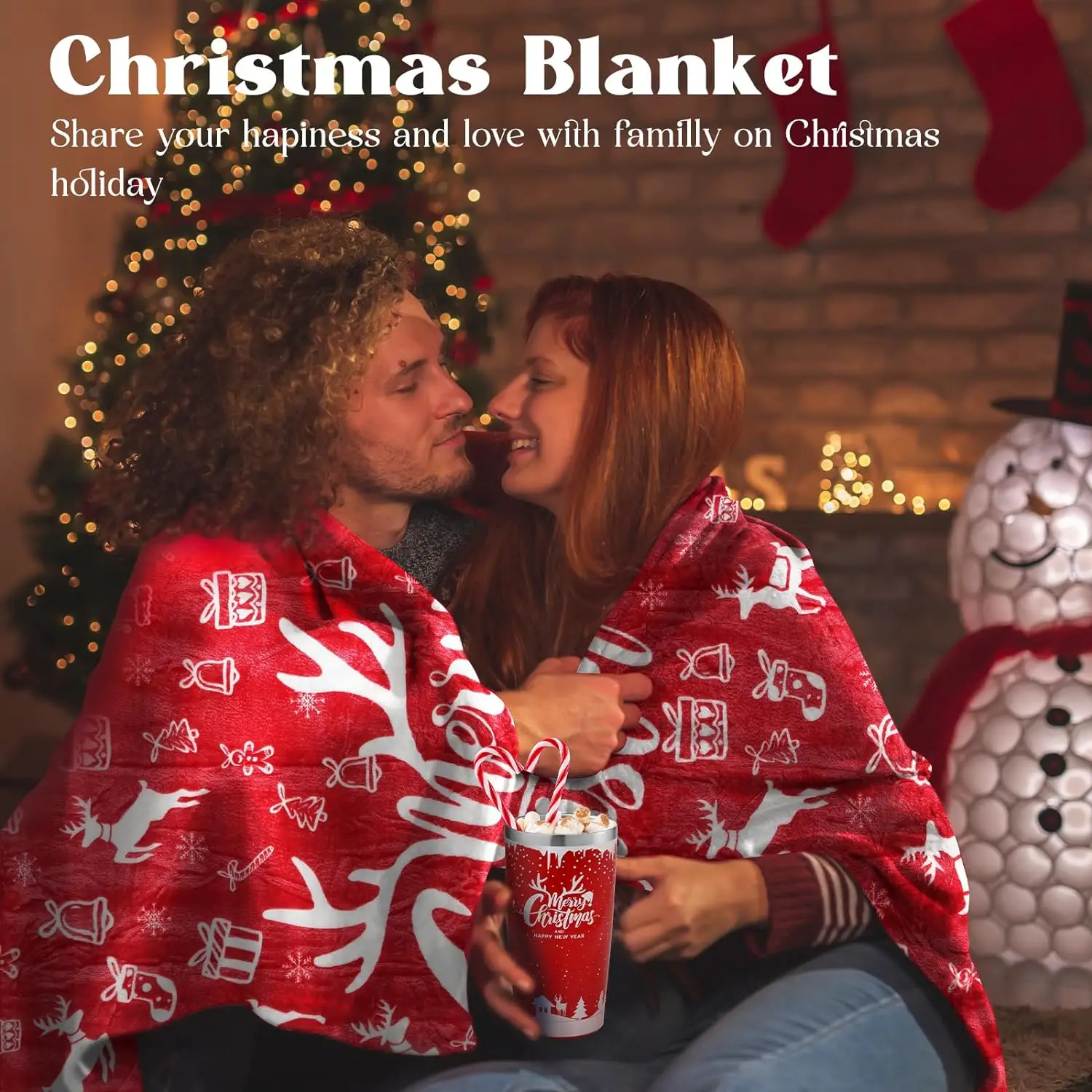 New product in 2023 Christmas customize get well soon gifts sets for man and women red blanket cap wholesale self care gift set