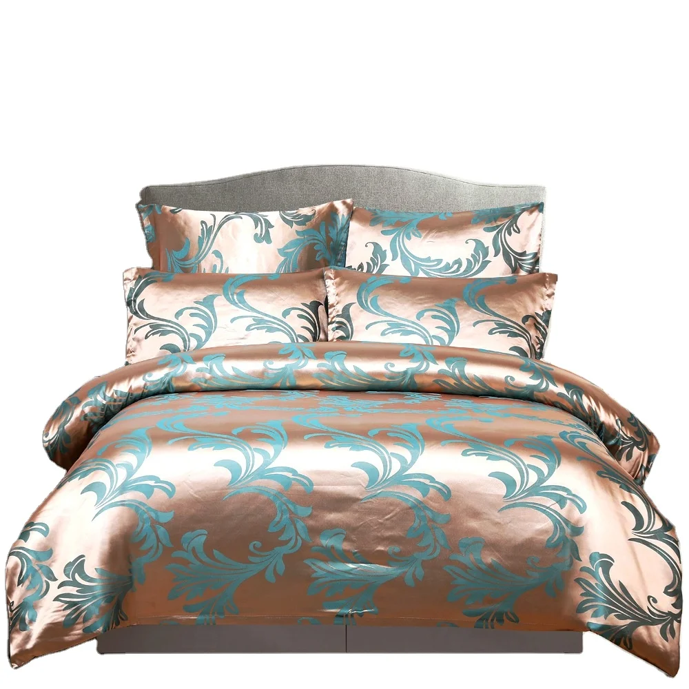 Luxury Jacquard Duvet Cover Set Customized Floral Pillowcase US EU Comforter Cover Bed Linen Brushed Microfiber Bedding Set