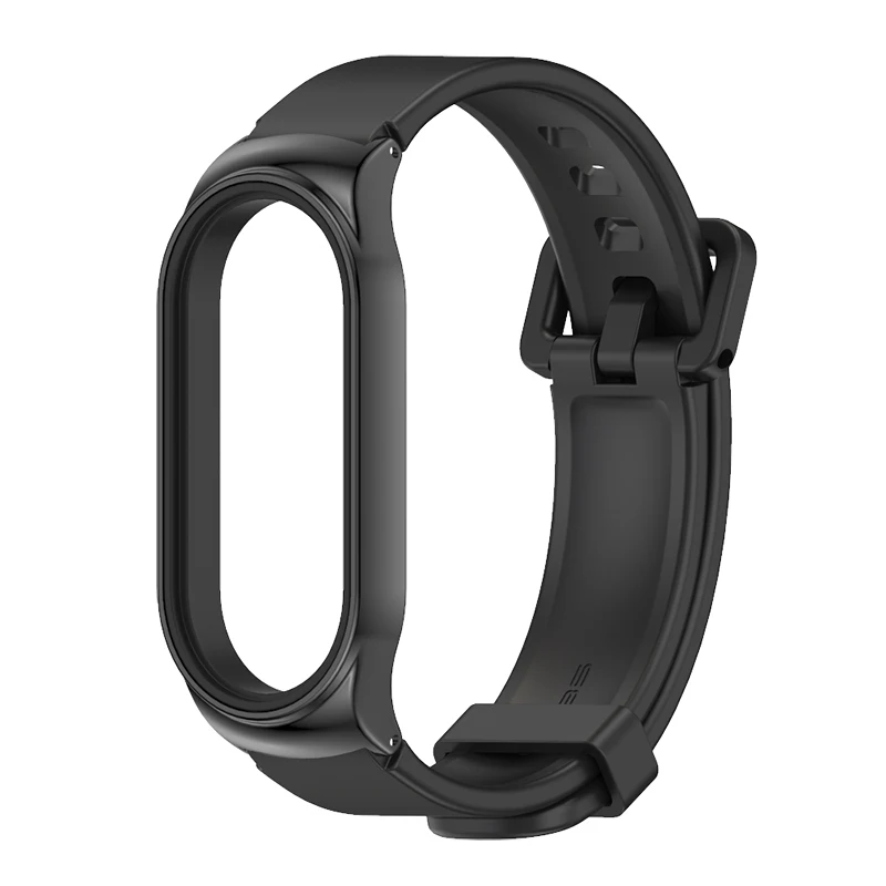 With metal bumper silicone watch strap replacement band for xiaomi mi band8