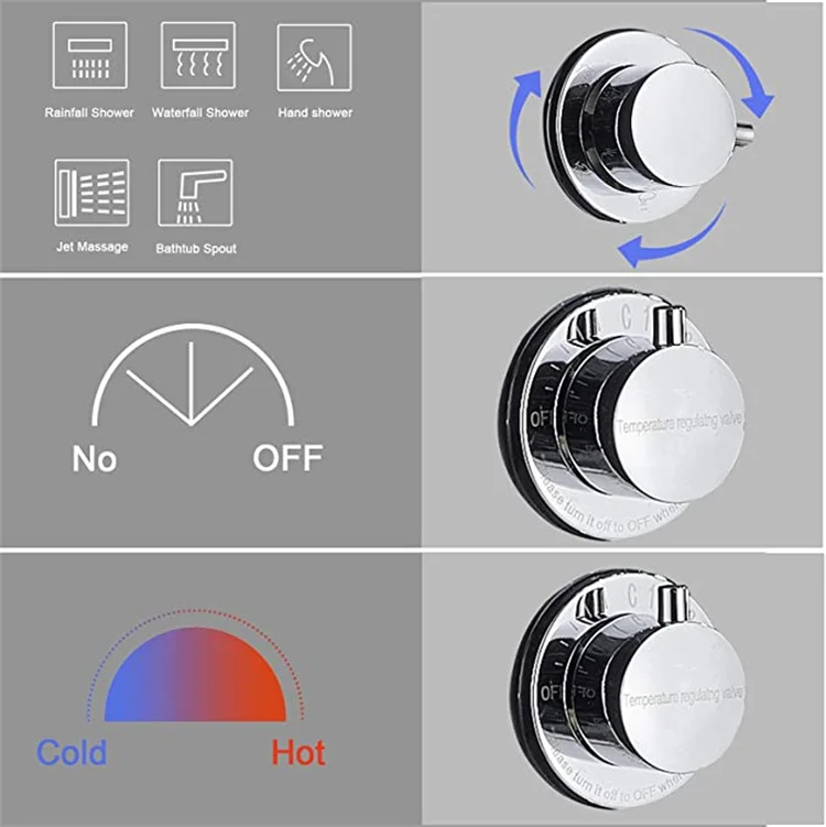 Professional manufacturer Wholesale Newly Luxury bathroom LED white shower panel with Temperature Screen
