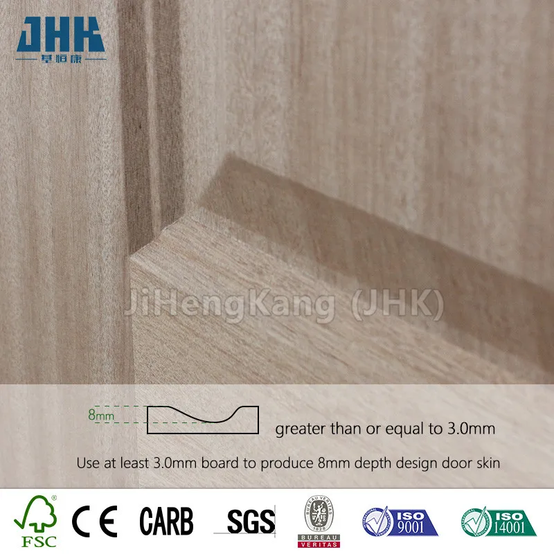 JHK-009-2 Good Quality Plywood Natural Ash Veneer Laminated HDF Door Skin