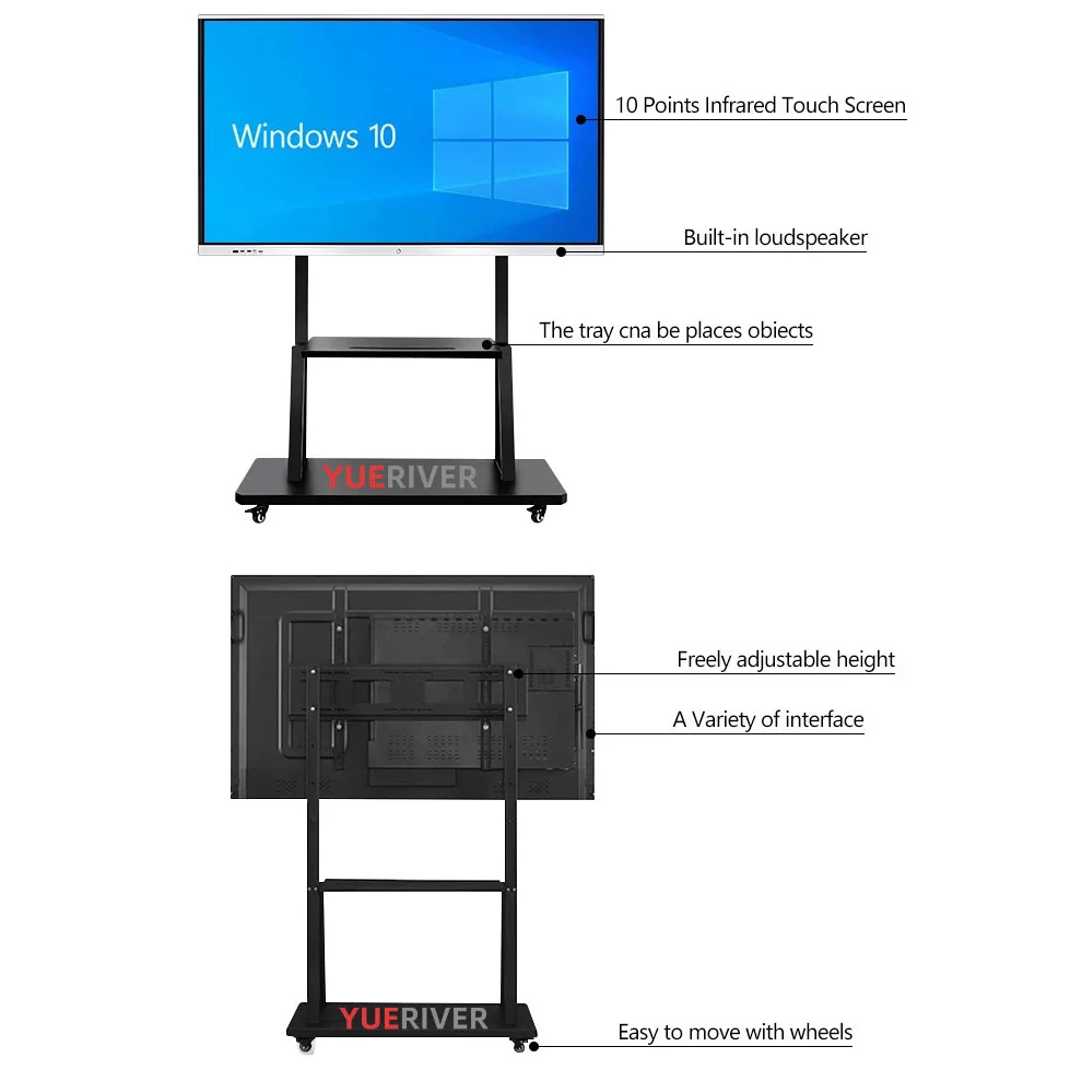 98 100 110 Inch Large Size Interactive Boards Touch Screen 4K Digital Display Smart Board For School White Board For Teaching