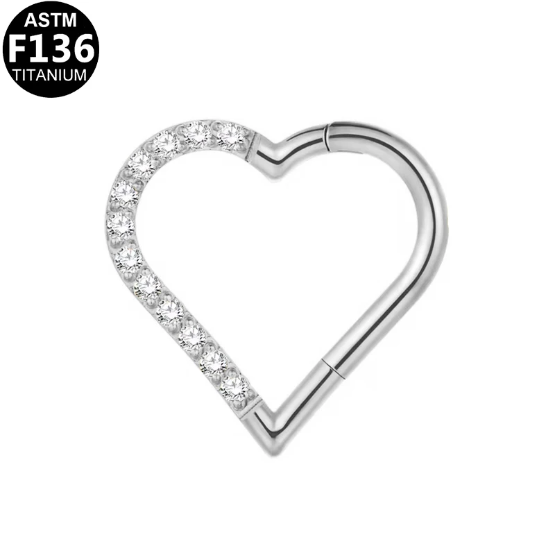 Gaby new design ASTMF136 titanium body jewelry heilx ear piercing rings with heart pattern fashion style