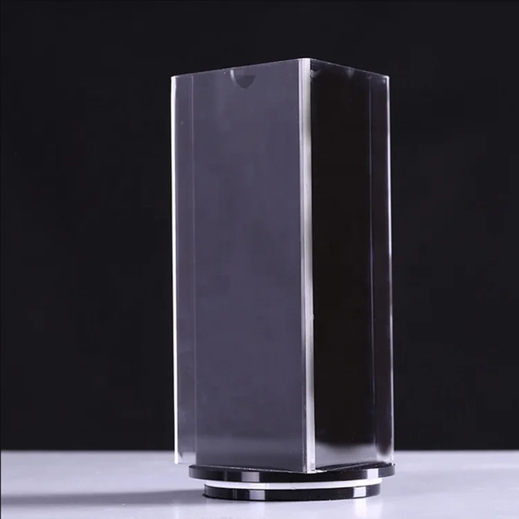 
High quality 360 degree rotating acrylic table top three sides wine card menu display stand price tag decoration stand 