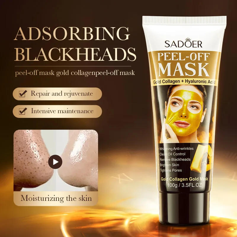 Gold Collagen Dead Sea Mud Blackhead Removal Mask Deep Cleansing Pores Blackhead Removal Peel-off Mask