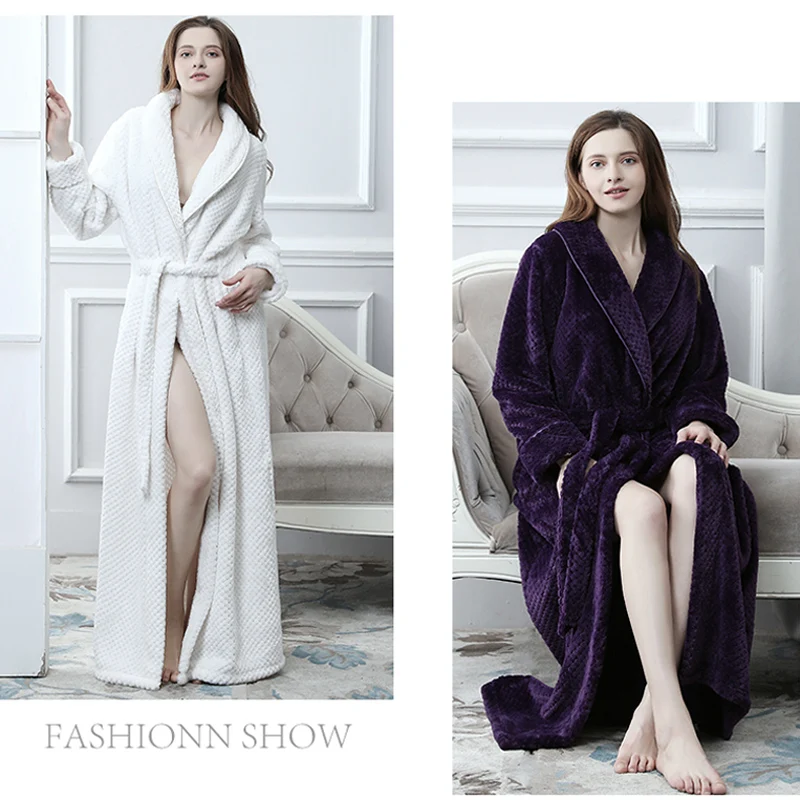Men Epvca Long Warm Dobbstainless Steelplush Bathrobe Winter Thick Flannel Thermal Bathrobe Microfiber Luxury Bathrobe Women