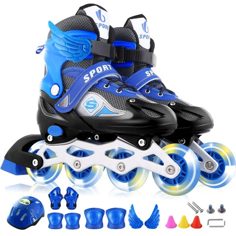 В наличии, готовые к отправке роликовые коньки, обувь для детей, роликовые коньки, обувь с ПВХ/ПУ мигающими колесами