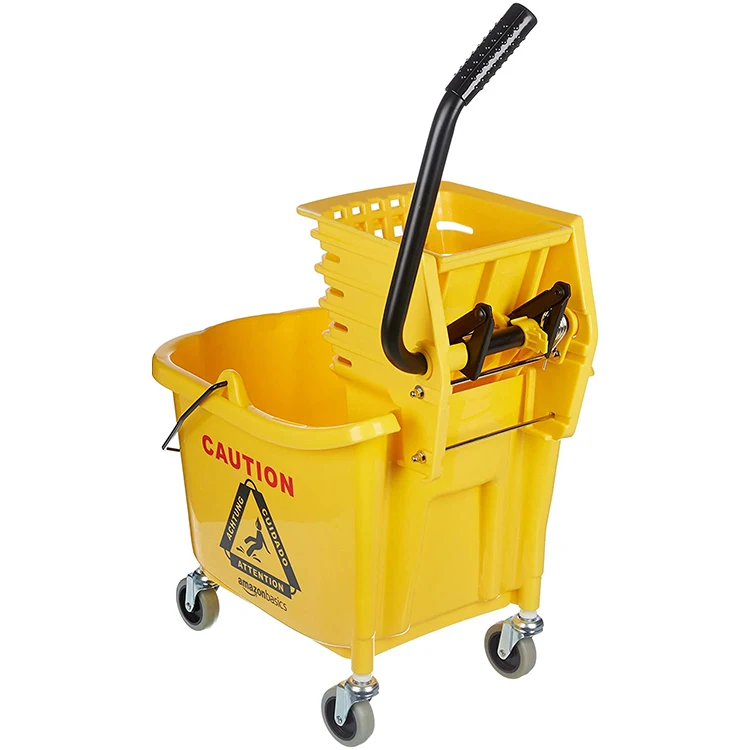  Wholesale Yellow Plastic Side Press Wringer Combo Commercial Mop Bucket On
