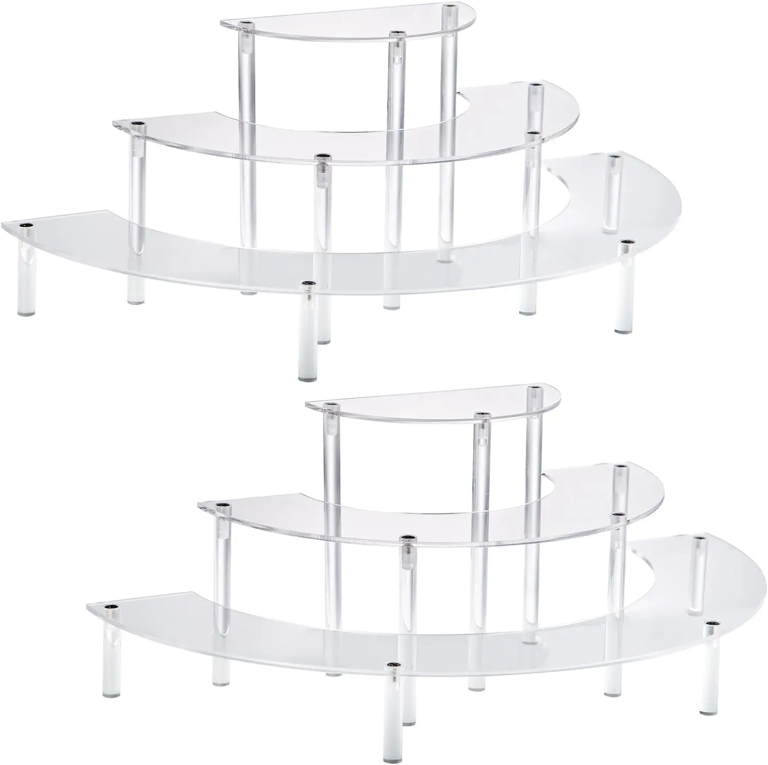 Acrylic Risers Display Stand Shelves Black 3 Tier Clear Riser For Pop Figures Half-Moon Stand For Party Wedding Birthday