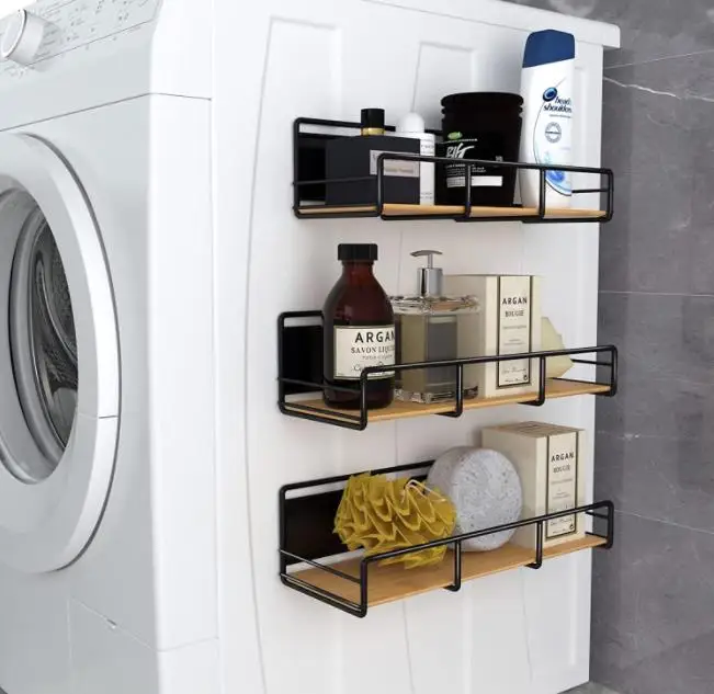 Hot Selling Metal Refrigerator Spice Shelf Hanging Wire Fridge Spice Holder Kitchen Wood Spice Rack
