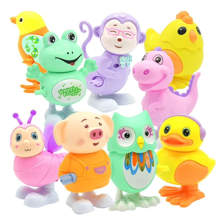 dropshipping Good Price of China Cartoon Animals Wind Up Toys Cheap Plastic Clockwork Mechanical Wind Up Swing Toy for Kids