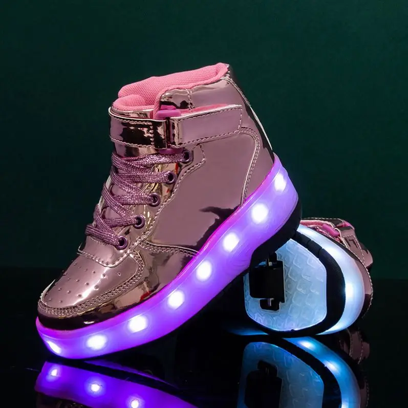 2024 Deformation Kids Kick Wheel Shoes Wholesale Adult And Children Kick Out Roller Skate Shoes With 2 Wheels