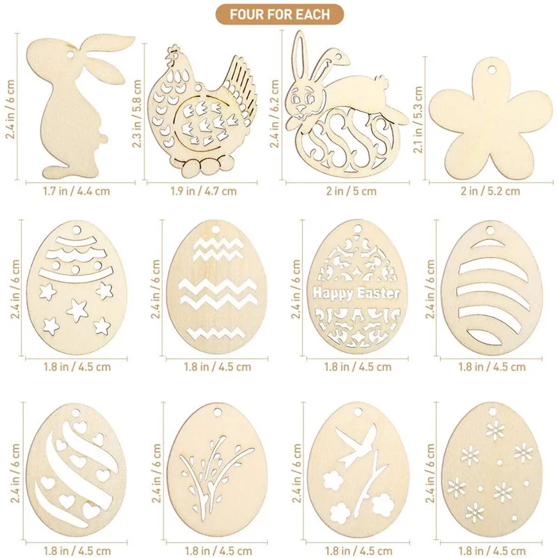 Wholesale New Crafts Easter Decoration Wooden Bunny and egg Crafts Ornaments Pendants