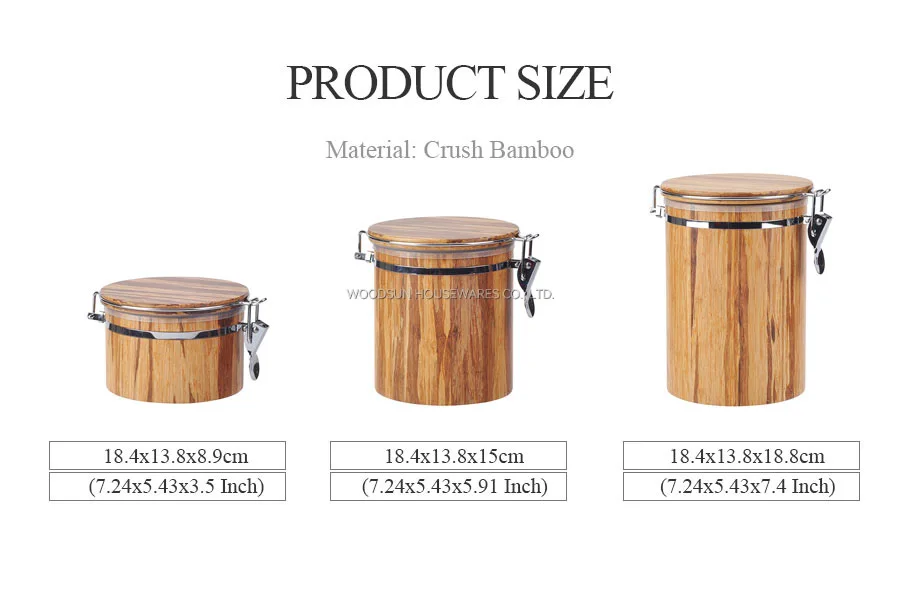Woodsun Supplier Bamboo Container Coffee Tea Canister
