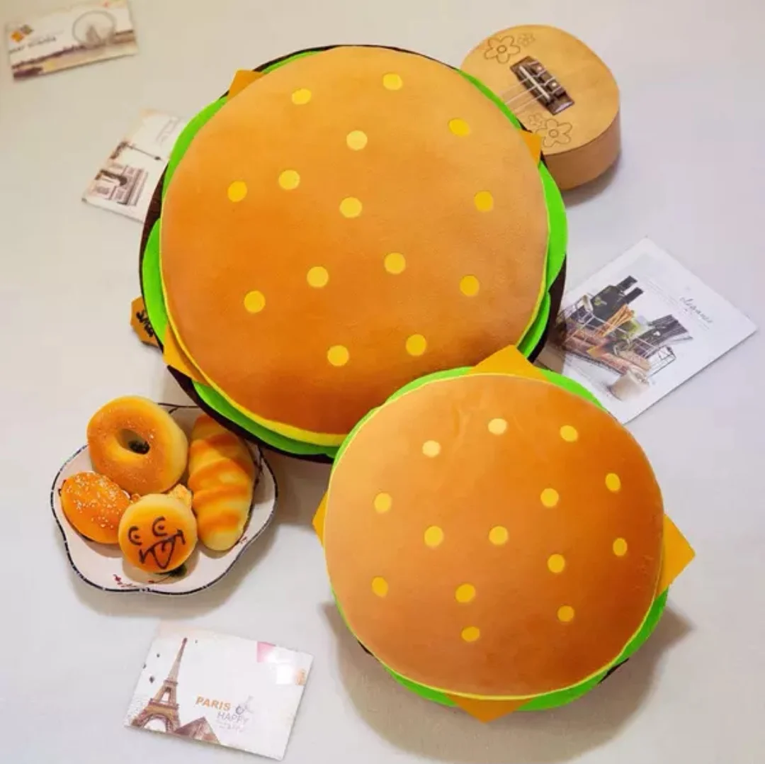 Lovely Plush Stuffed Hamburger Pillow Toy Vivid Food Hamburger Food Plush Toy