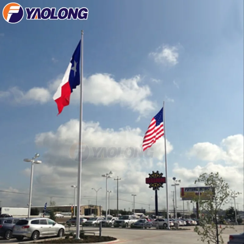 Yaolong 6-15M Aluminum Alloy Electric Motorized Flag Pole Stainless Steel Manual Internal Halyard Flagpole