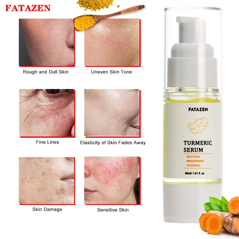 Private Label Organic Turmeric Natural Face Serum Anti Aging Dry Fine Lines Repair Damaged Skin Care Facial Vitamin C Serum