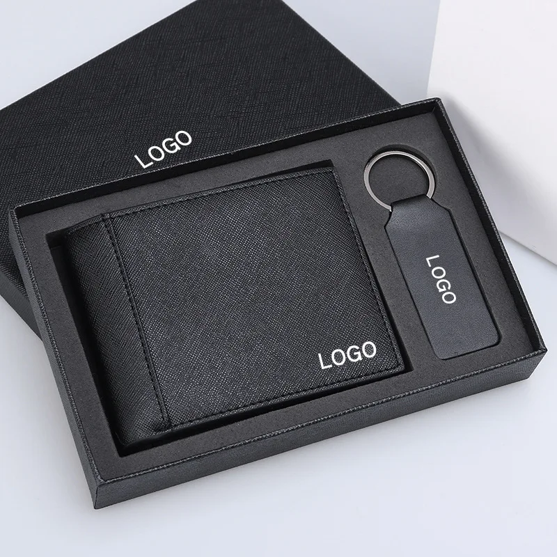 Gents Purse Unique Products Promotional Leather Men Gift Set Key Chain Holder Wallet Organizer