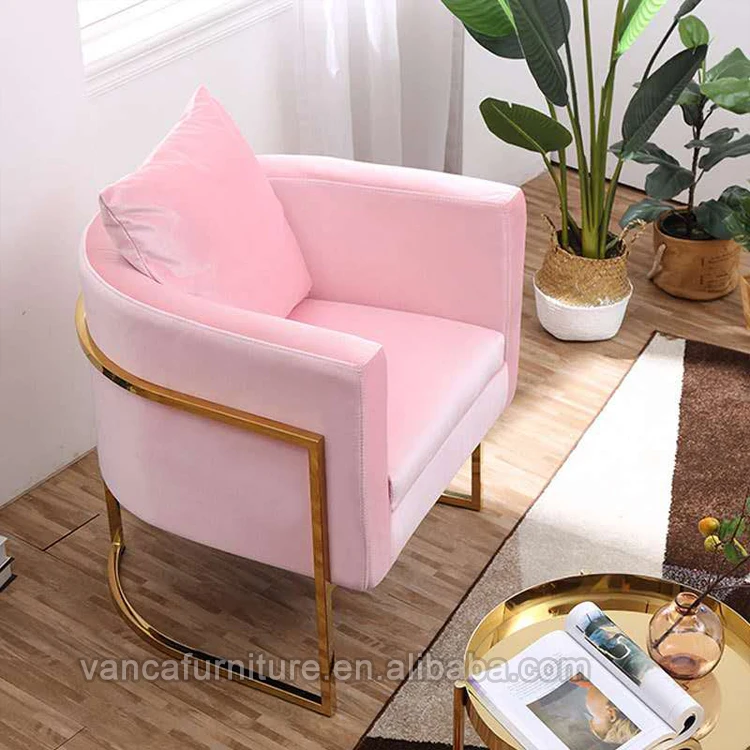 Modern luxury furniture living room pink velvet armchair hotel lounge chairs