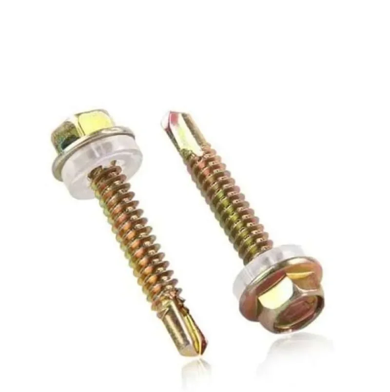 OEM Hexagon Washer Head Self-Drilling Roof Metal Screw Color Plating Self Drilling Screw With Bonded Washer Zinc Plated