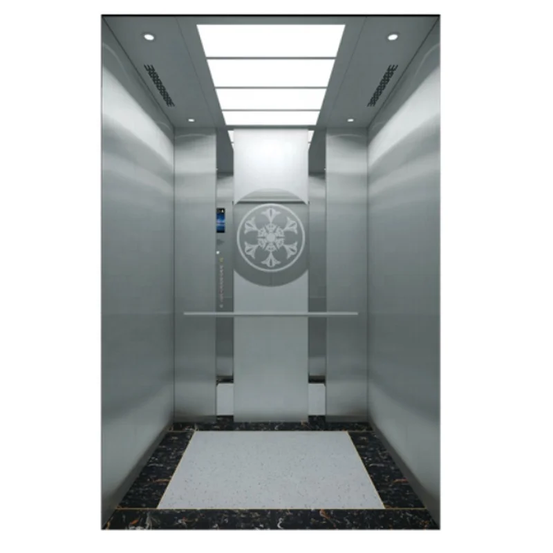450 KGS 6 Passenger Hairline Stainless Steel Mirror Etching Customized Size Elevator For Apartment