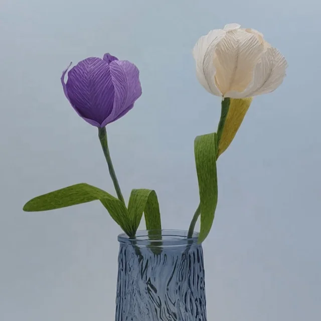 Artificial Tulips Single Home Living Room Decor Ornaments Crepe Paper Artificial Flower Tulips