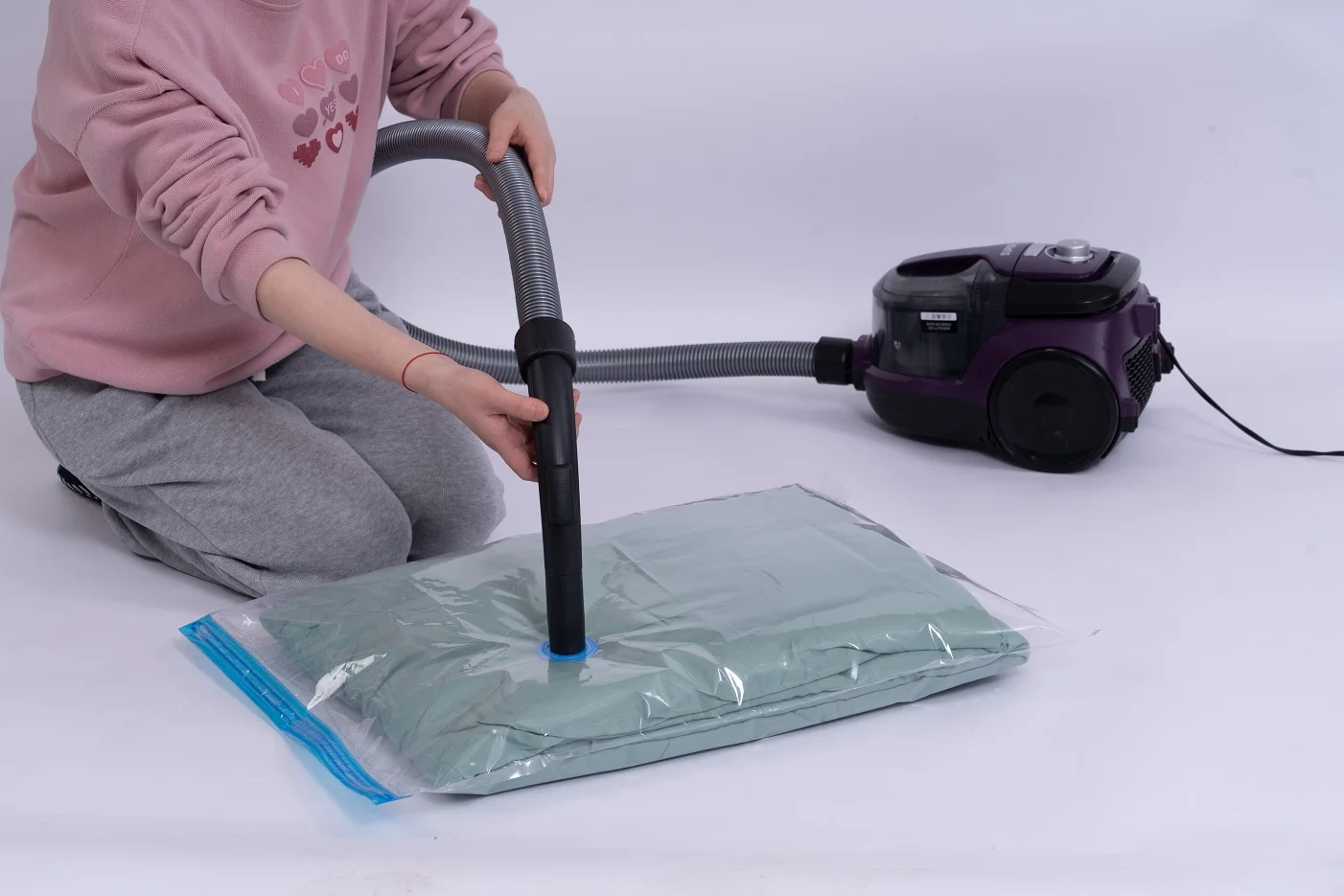 Double Zipper Nylon Vacuum Storage Bags Clothes Vacuum Bags Plastic Space Saver Bags for Bedding Household Organizer