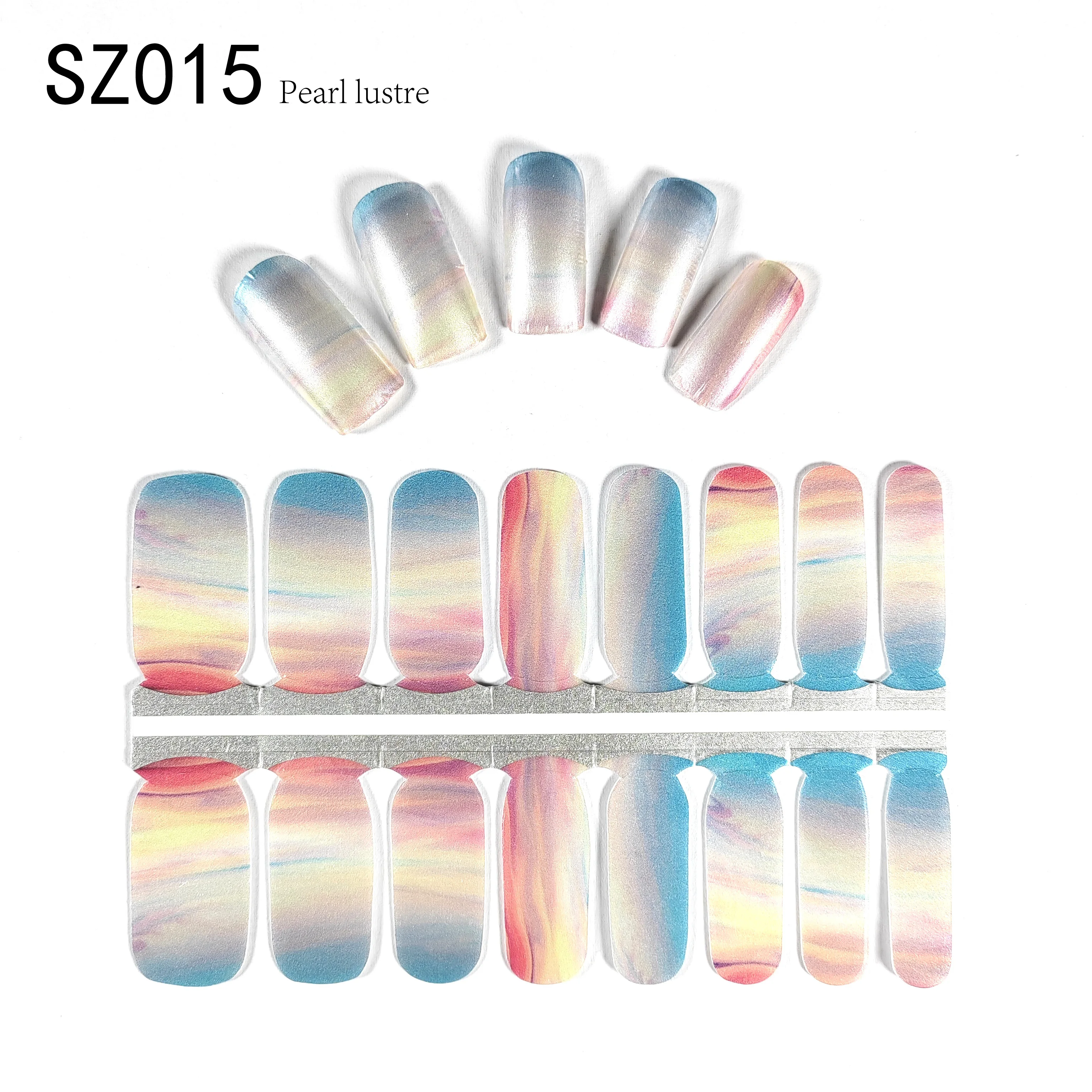 KIKI LEE 16 Strips Korean Women double sided nail glue sticker Fashion Style Products Glossy Gold Glitter Nail polish Stickers