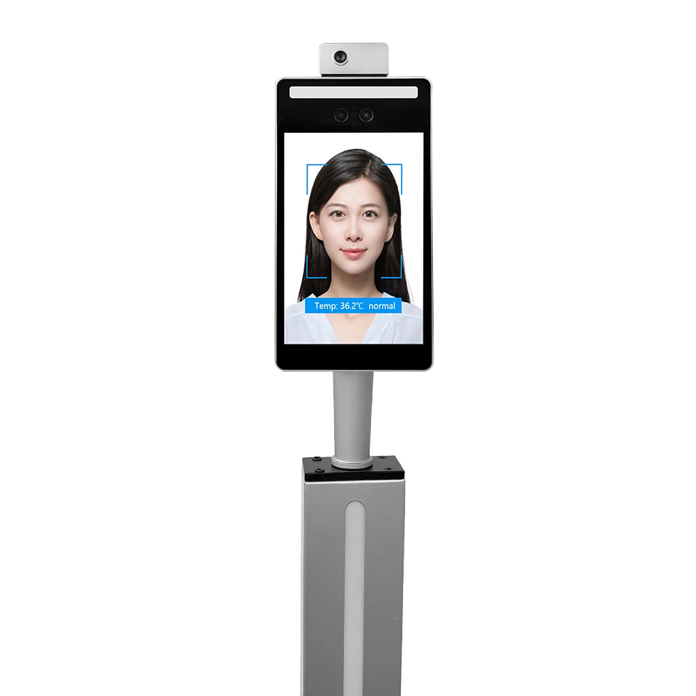 8 inch screen Facial recognition Biometric Face recognition temperature measurement time attendance Machine
