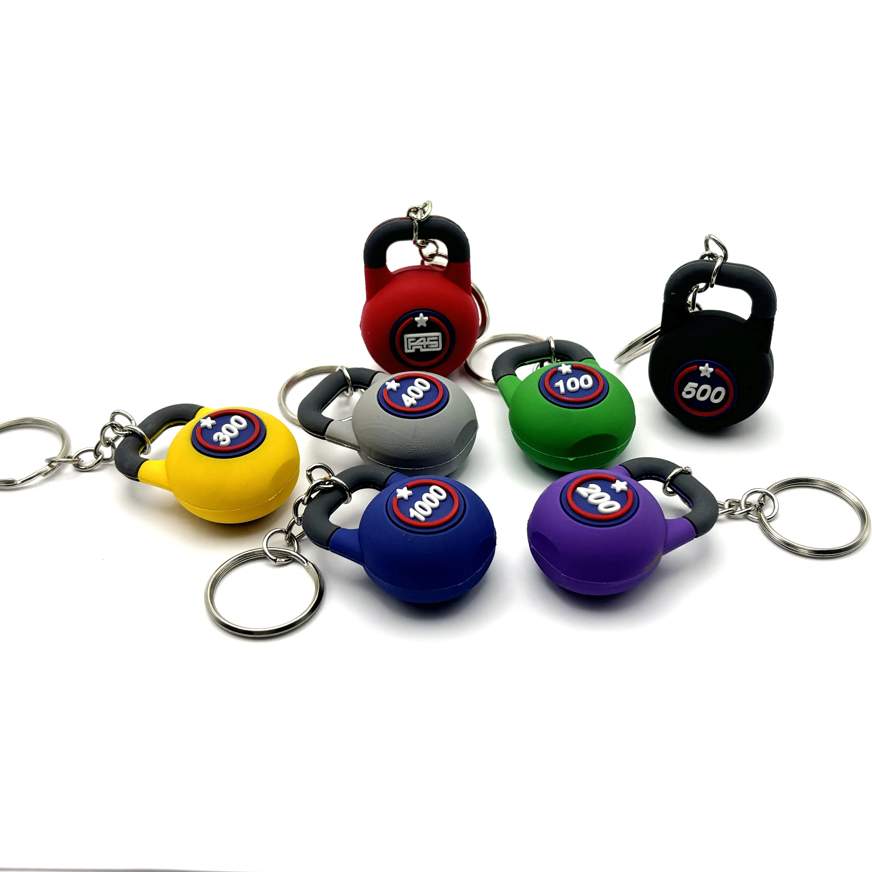 Wholesales Fitness PVC Soft Llaveros Souvenir Dumbbell Barbell Rubber Weight Plate Keychain Gift Gym Keychain