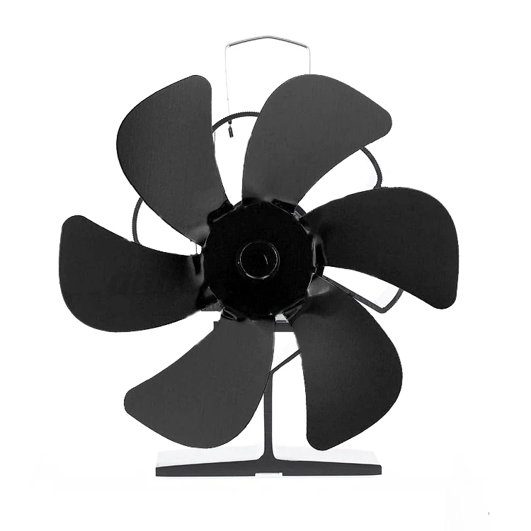 Black Fireplace Fan with 6 Blades Thermally Powered Stove Fan No Batteries or Electricity Required Log Burner Silent Fan