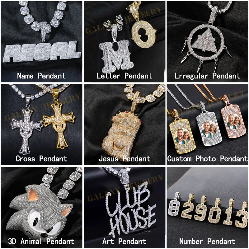 Hip Hop Double R Letter Baguette Diamond Vvs Moissanite 925 Silver Personalized Necklace Iced Out Custom Jewelry Chain Pendant