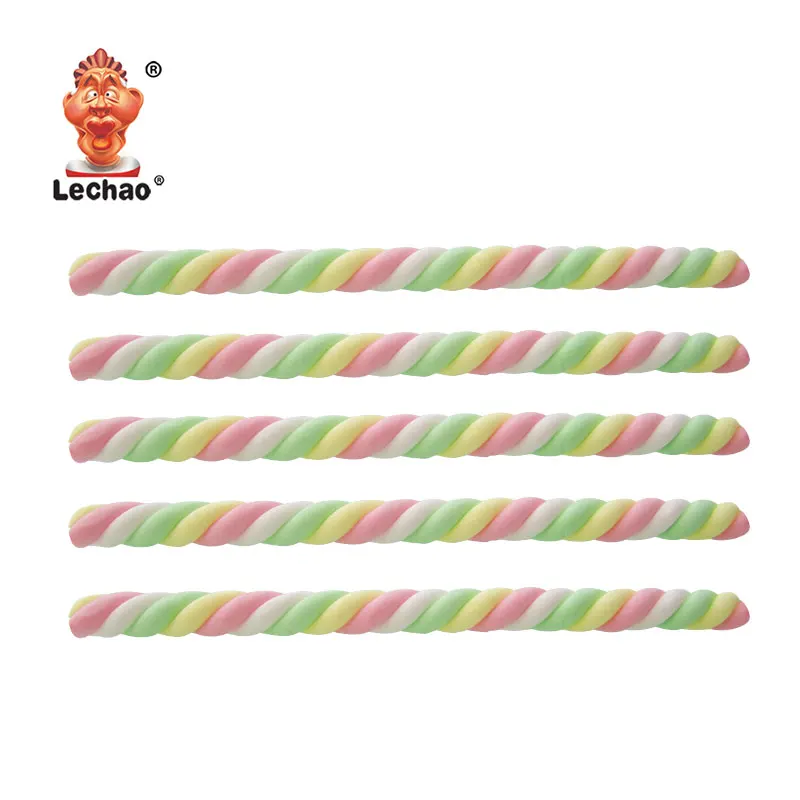 Fruit flavor sweet candy long halal twisted shape marshmallow cute prices from china