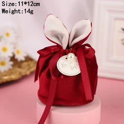 Velvet Easter Bags Cute Bunny Gift Packing Bags Dropshipping Rabbit Chocolate Candy Bags for Wedding Birthday Party Decoration