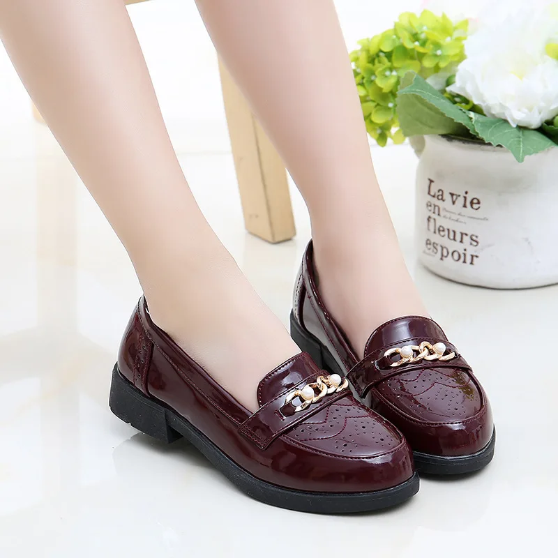 
children 4 year baby slip on red black loafer flat brogue kids dress leather school casual shoes for boys girl 