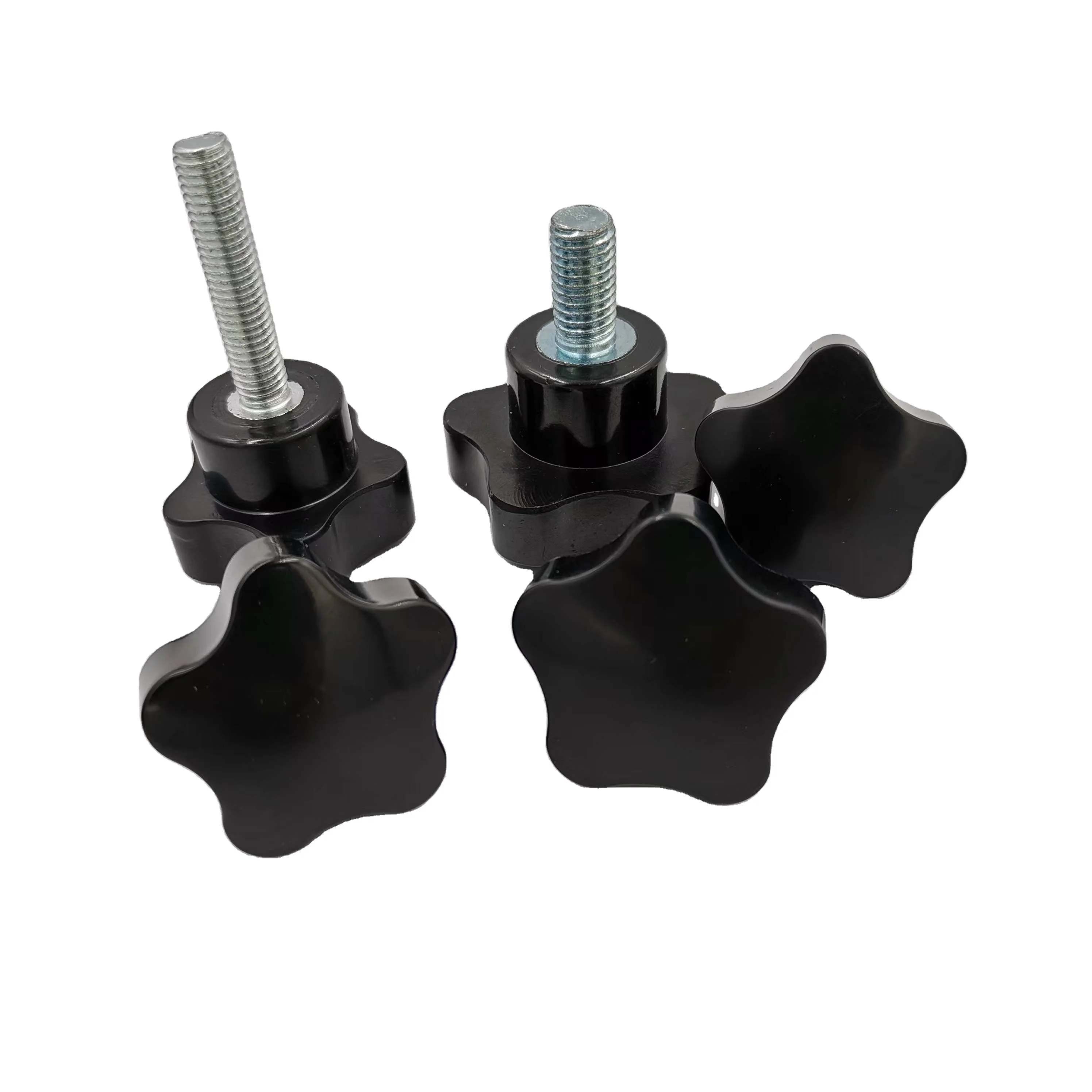 Factory price fastenings nut insert brass thread/steel screw plastic handle  Bakelite clamping lobe star knob