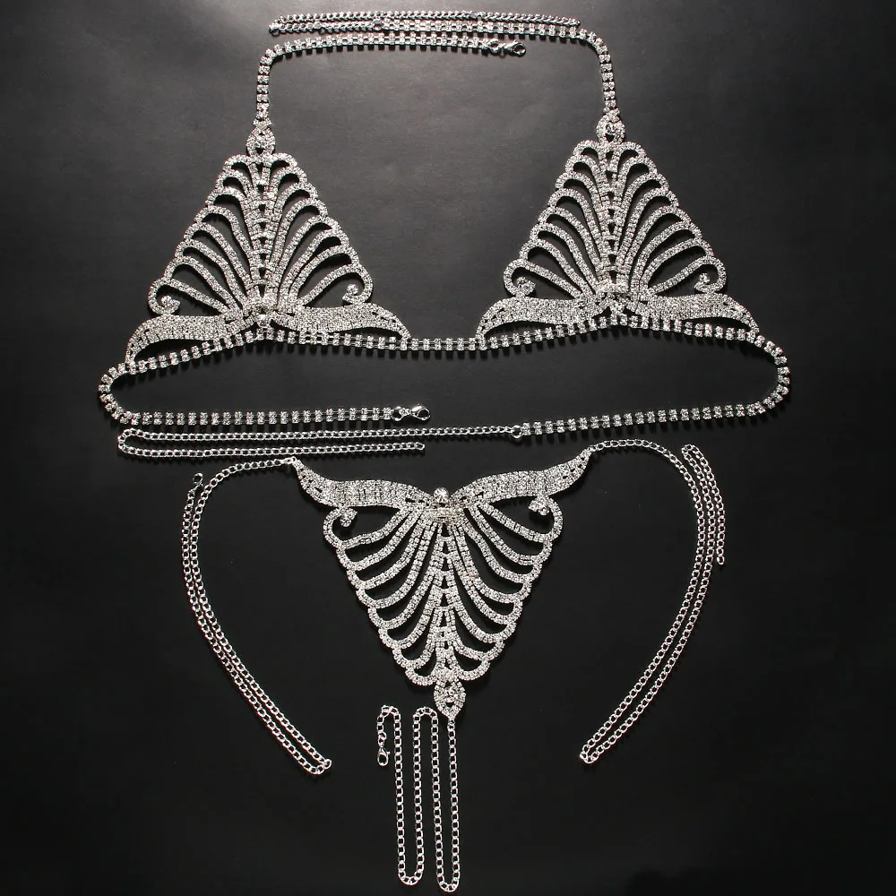 Designer Fashion Brand Bikini body chain Color Diamond Double Bikini body chain  Women Wedding Party Luxury designer Jewelry