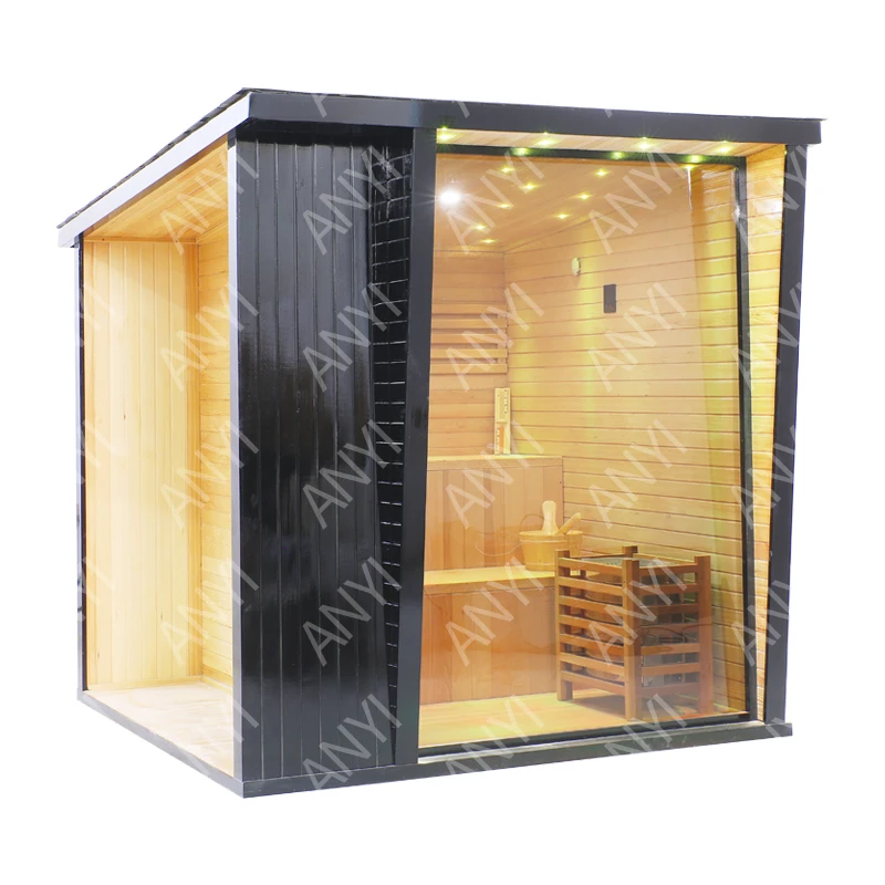 hemlock wooden sauna room with sauna stove for sale