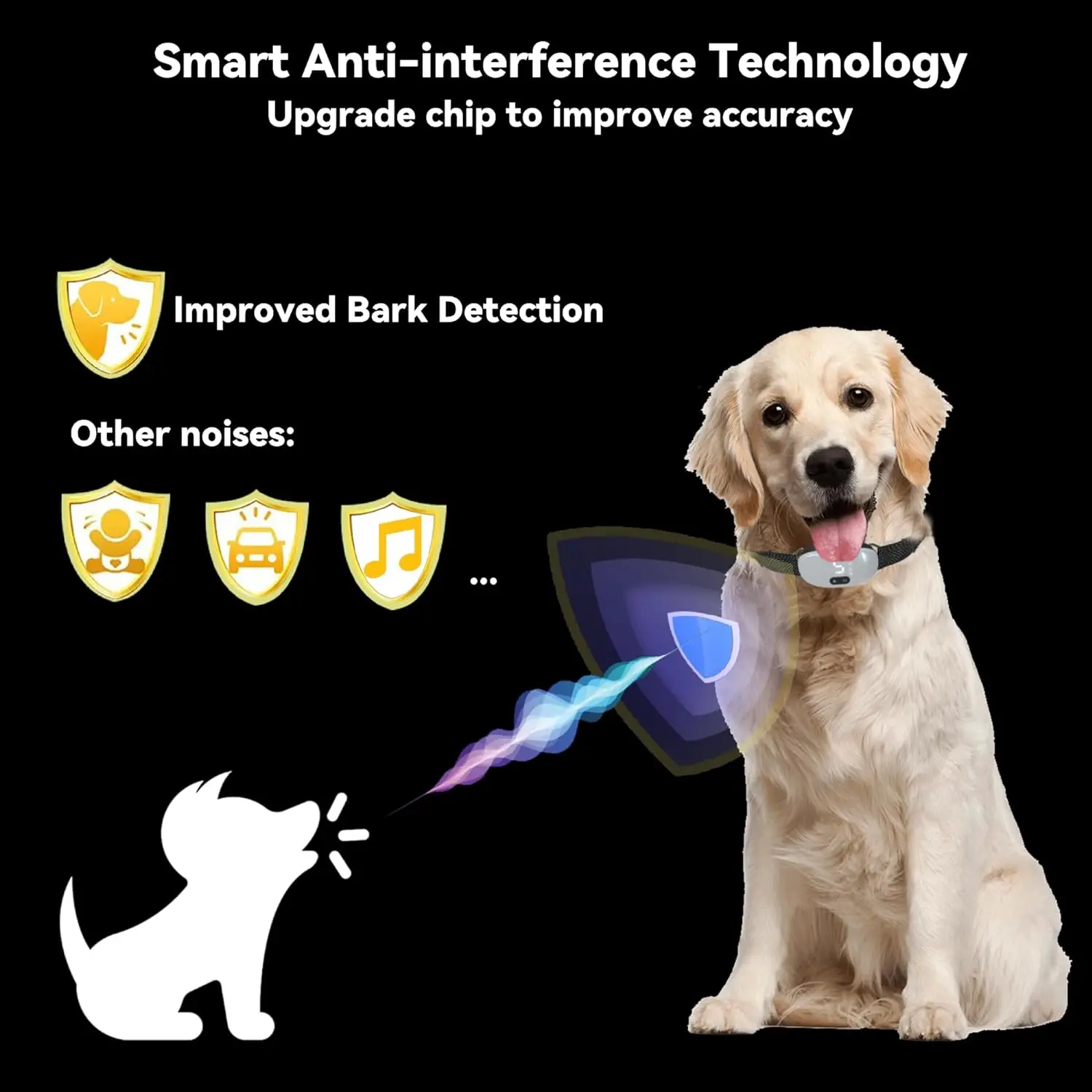 Electric Bark Collar Waterproof Dog Collar Beep Vibration No Shock No Barking Rechargeable Anti Bark Collar