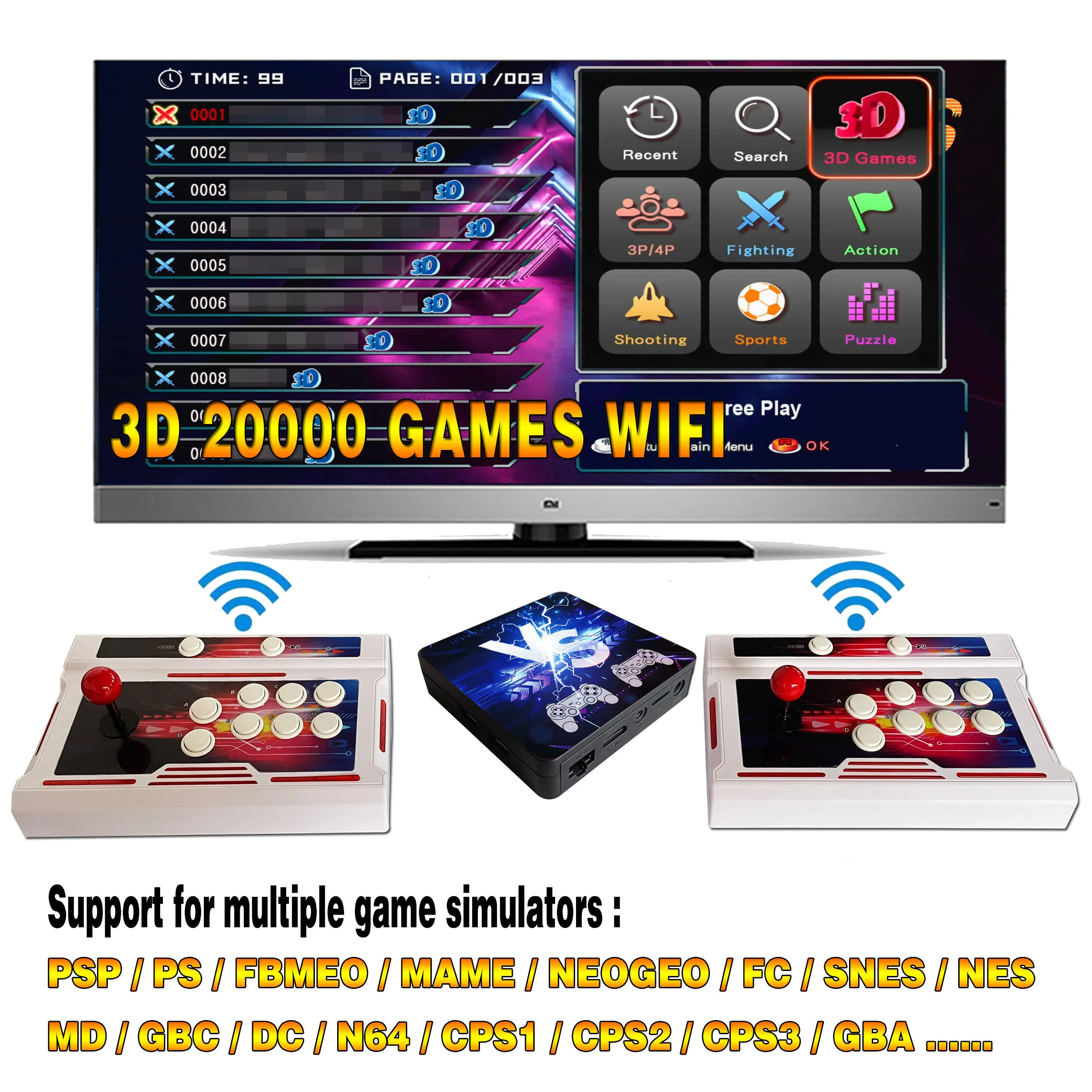 Factory wholesale retro bar console remote control button wireless video game machine and separate game box arcade