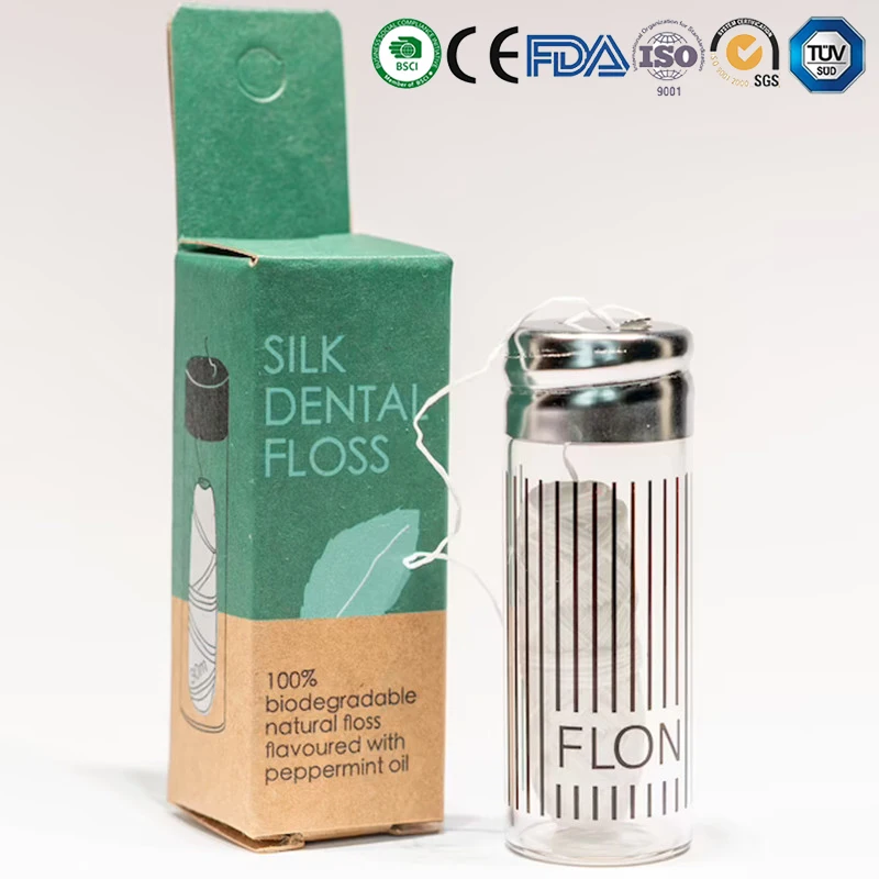 Zero Waste Biodegradable 30m Bamboo Charcoal Floss With Natural Mint Flavour And Candelilla Wax
