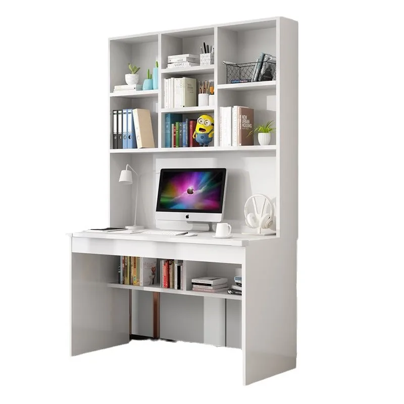 Desktop Modern Wood Computer Desks Shelf Wooden Study Writing Table With Bookcase