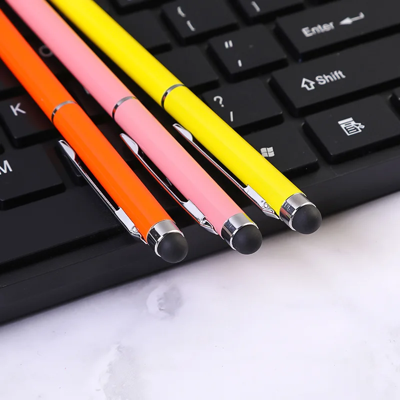 Ballpoint Pen with Stylus Tip Soft Touch Click Stylus Pen 2 in 1 Retractable Metal Stylus Pens for Touch Screen