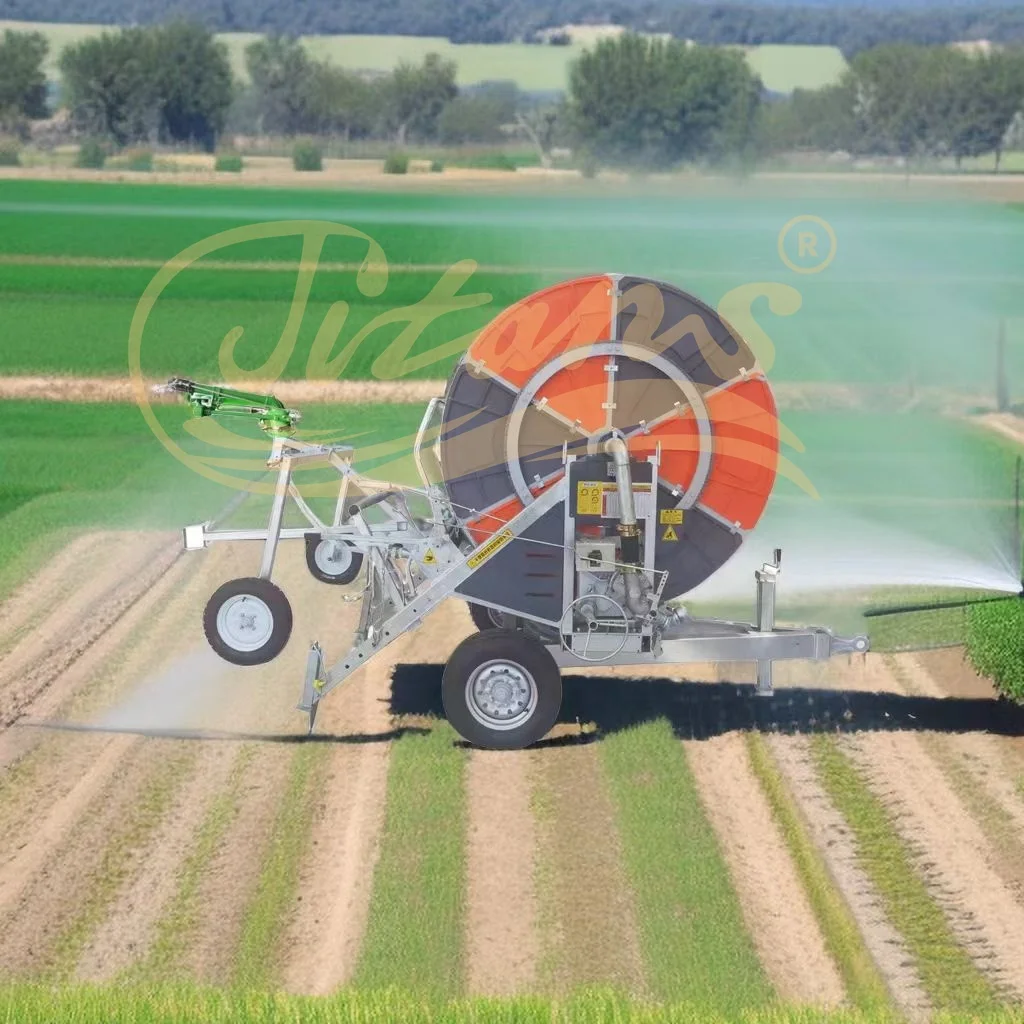 Titans 75-400 New Hose Reel Irrigation Machine with Rain Gun Sprinkler for Farm System