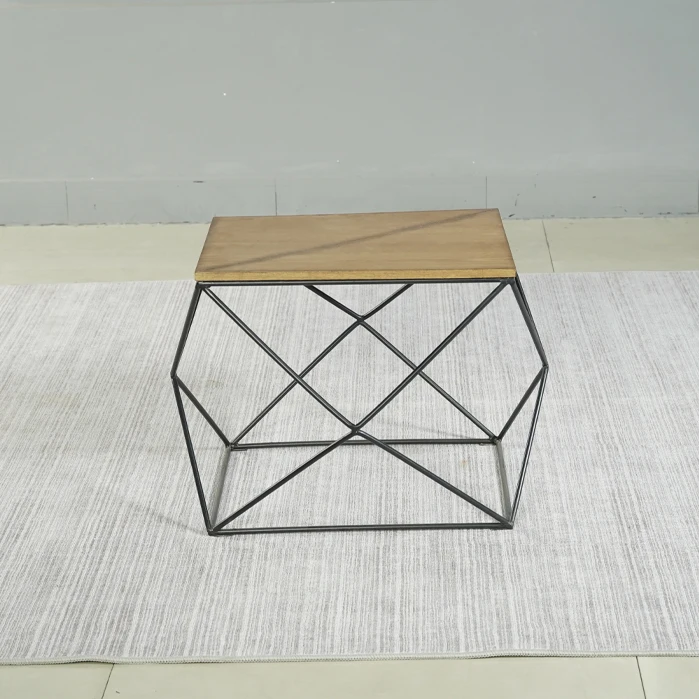 Top birch Wood various materials Wooden Top Wrought Iron Minimalist Office Home Living Room Furniture Luxury Coffee Table