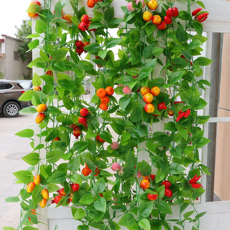 Emulational fruit rattan fake flower grape leaves Vine ceiling decoration plastic flower Vine green leaf leaf shaped