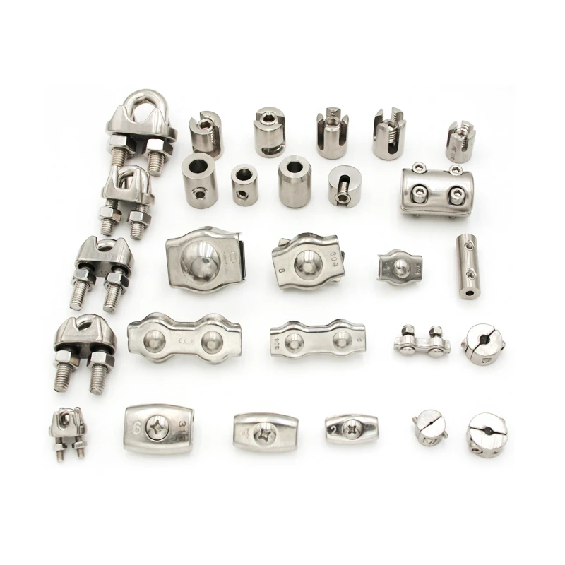 Cable Railing Fittings Heavy Duty SUS304 316 Stainless Steel Wire Rope Clamp Round Clip Rigging Cable Clip Stopper on Wire Rope